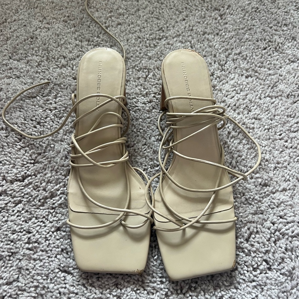 Princess Polly Beige Strappy Heels